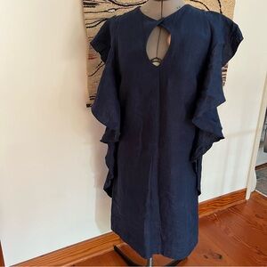 Navy blue linen Tish Cox dress medium